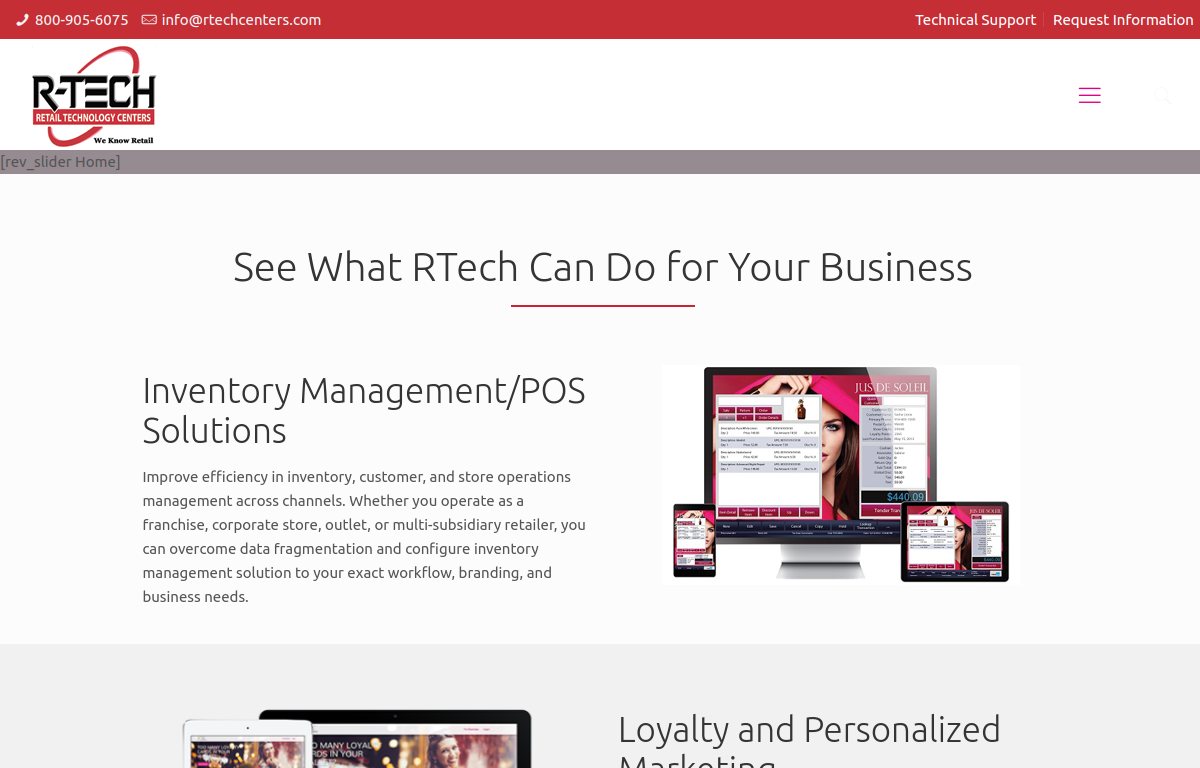 Screenshot of the RTech website